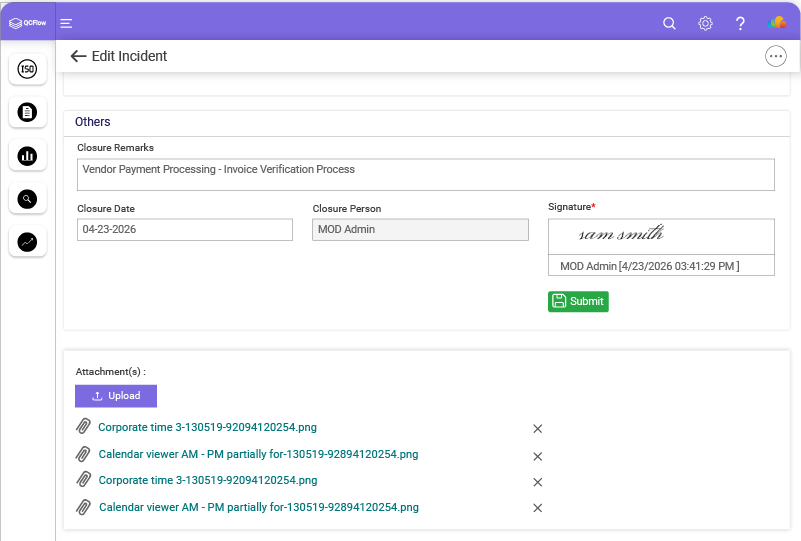 E-signature and evidence capture interface