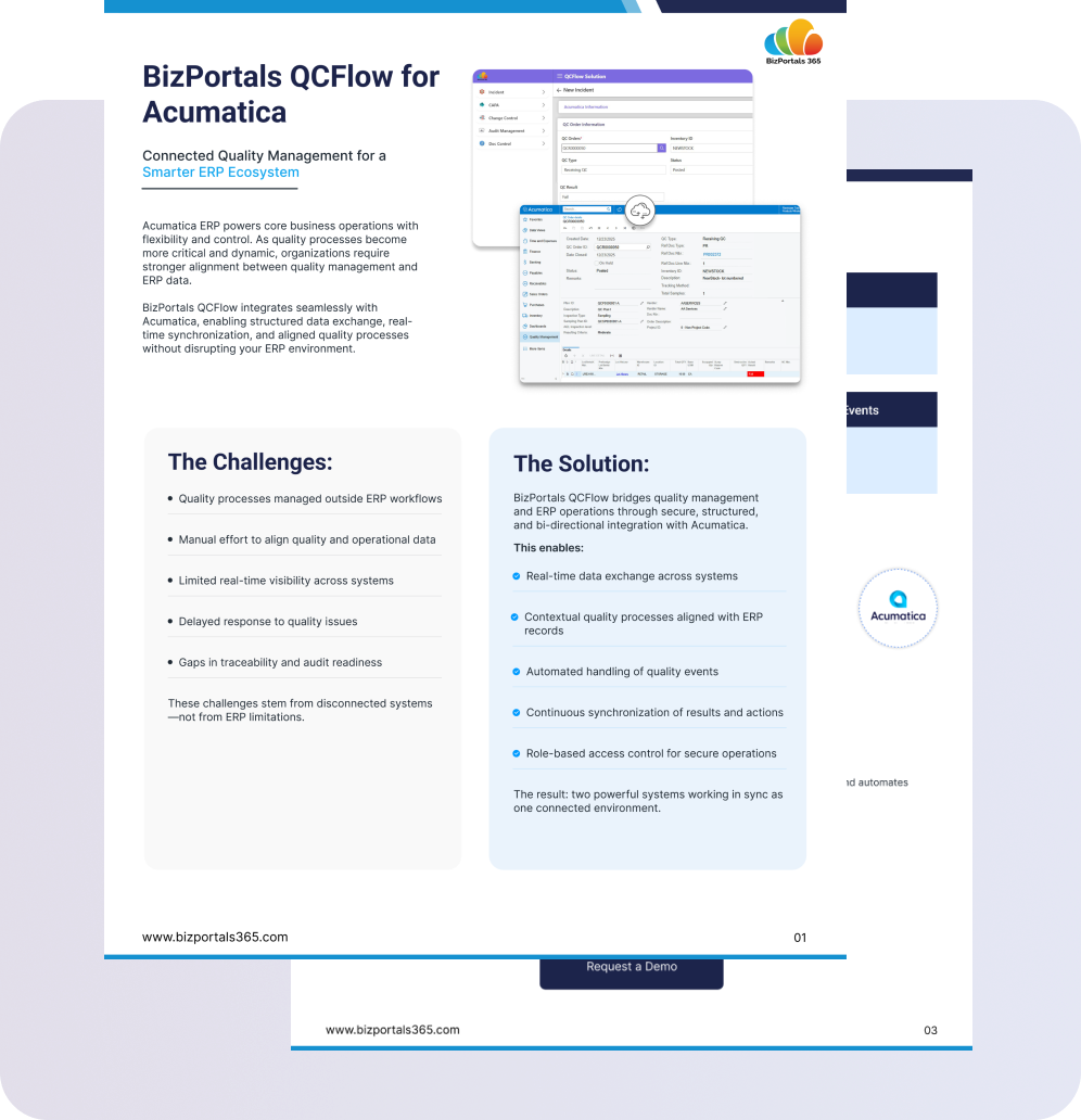 BizPortals QCFlow for Acumatica